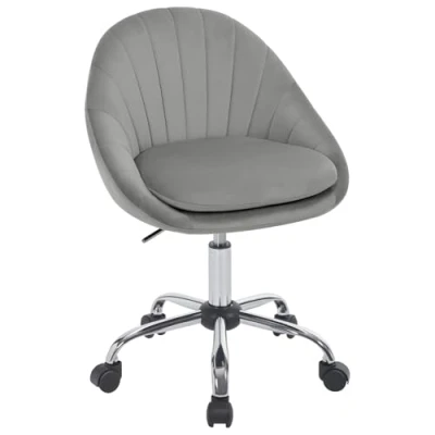 Afbeelding van WOLTU Homeoffice BS167hgr Ergonomische bureaustoel met wieltjes, belastbaar tot 150 kg, voor kantoor, slaapkamer, fluweel, lichtgrijs