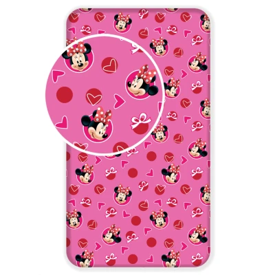 Afbeelding van Disney Minnie Mouse Hearts Hoeslaken Eenpersoons 90 x 200 cm Roze
