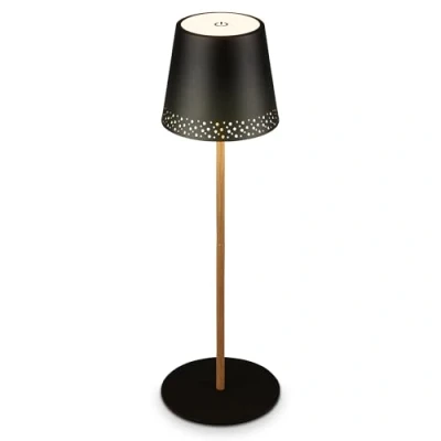 Afbeelding van Briloner Leuchten KIKI Oplaadbare LED tafellamp 2,6W 3 traps dimmer Touch USB 2600 mAh batterij zwart hout