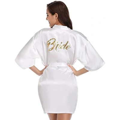 Afbeelding van Vlazom Kimono voor bruid en bruidsmeisjes, badjas dames, satijn, maat S XXL