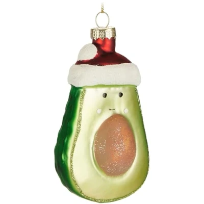 Afbeelding van BRUBAKER avocat de Noël Boule en verre peinte à la main 11 cm d&#039;arbre joyeux avec bonnet Décoration soufflée bouche Figurine amusante Pendentif