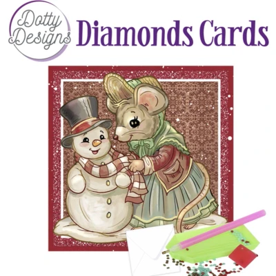 Afbeelding van Dotty Designs Diamond Cards Mouse and Snowman