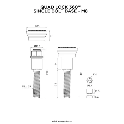 Afbeelding van QUAD LOCK 360 Basis Enkelvoudige schroef