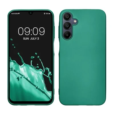 Afbeelding van kwmobile telefoonhoesje geschikt voor Samsung Galaxy A15 5G Hoesje smartphone Back cover in metallic donkergroen