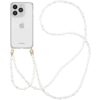 Afbeelding van imoshion Hoesje Geschikt voor iPhone 14 Pro met koord Backcover + armband Parels hartjes transparant