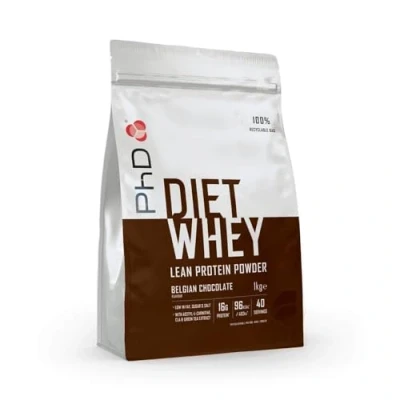 Afbeelding van PhD Nutrition Diet Whey mager weiproteïnepoeder eiwitpoeder suikerarm poeder Belgische chocolade 1 kg (40 porties)