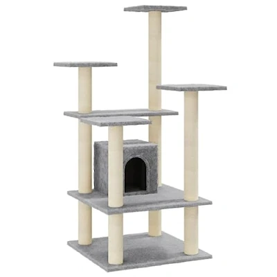 Afbeelding van vidaXL Kattenkrabpaal met sisal krabpalen 110 cm lichtgrijs