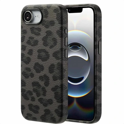 Afbeelding van Selencia Hoesje geschikt voor iPhone 16e Sabi Backcover panterprint MagSafe Midnight Black