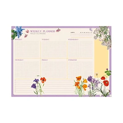Afbeelding van Kokonote Notitieblok A4 Botanical Wild Flowers, Engelse versie, weekoverzicht Bureauonderlegger, weekplanner Kantoorschrijfwaren, To Do List, Memoblokken, Schoolbenodigdheden