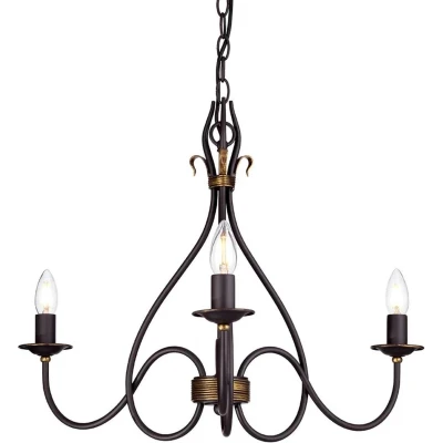 Afbeelding van Elstead Lighting LED Kroonluchter 3X E14 Max 60W Dimbaar Rust/Gold