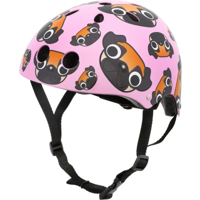 Afbeelding van Mini Hornit Lids Fietshelm voor Kinderen met LED achterlicht Pug Puppies (M)
