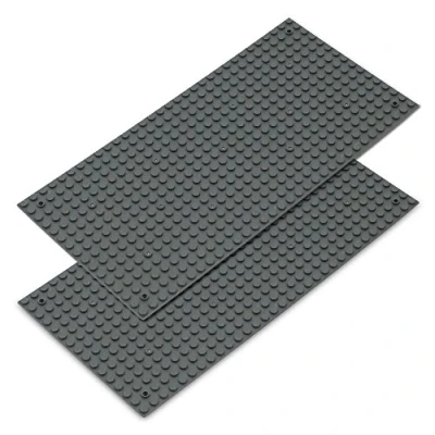 Afbeelding van Katara 1672 set met 2 grondplaten voor bouwspellen, compatibel Lego, Sluban, Papimax, Q bricks 16 x 32 noppen donkergrijs