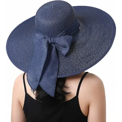 Afbeelding van BABAHU Opvouwbare strohoed met brede rand voor dames, zomerzonnehoed, strandhoed, uv bescherming 50+