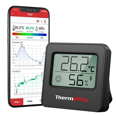 Afbeelding van ThermoPro TP357 Hygrometer Bluetooth mini thermometer voor binnen met alarm, vochtigheids en temperatuurregeling intelligente app gegevensregistratie vochtigheidssensor