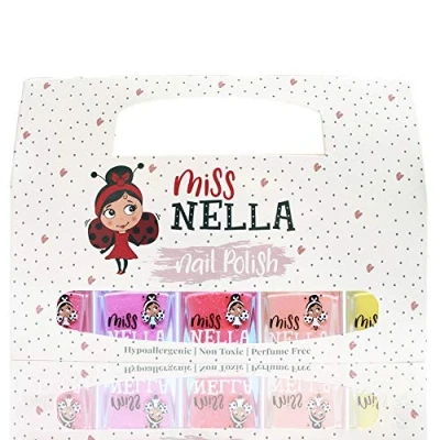 Afbeelding van Miss Nella SUMMER Sparkle 5 set glitternagellak voor kinderen, paars, roze, geel, perzik, roze