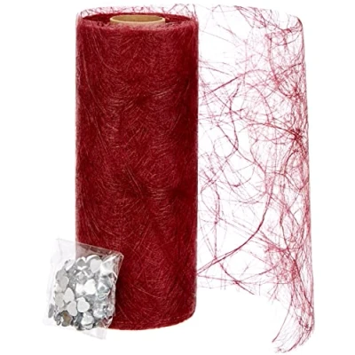 Afbeelding van Sizoweb Tafelloper 25 meter rol + 100 decoratieve hartjes gratis (20cm breed, in Bordeaux)