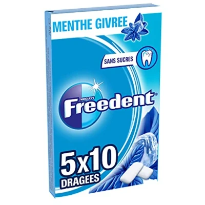 Afbeelding van FREEDENT Kauwgom, munt, zonder suiker, 5 verpakkingen van 10 dragees, 70 g