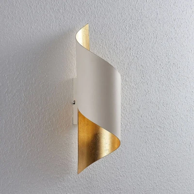 Afbeelding van Lindby wandlamp Vanni, wit/goud, metaal, hoogte 52cm
