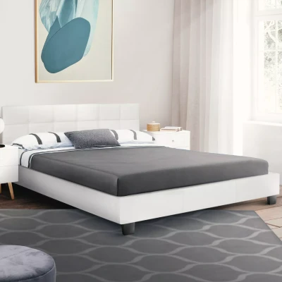 Afbeelding van Lit double CHARLOTTE avec sommier 160 x 200cm PVC blanc