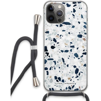 Afbeelding van Case Company® hoesje met Koord geschikt voor iPhone 13 Pro Max Terrazzo N1 Telefoonhoesje Zwart Extra Bescherming aan alle Kanten en Over de Schermrand