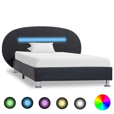 Afbeelding van Bedframe met LED kunstleer zwart 90x200 cm