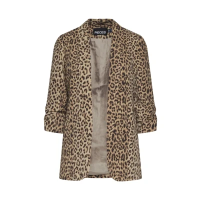 Afbeelding van Pieces Pcboss 3/4 Blazer, Dames, Maat: Large, Natural