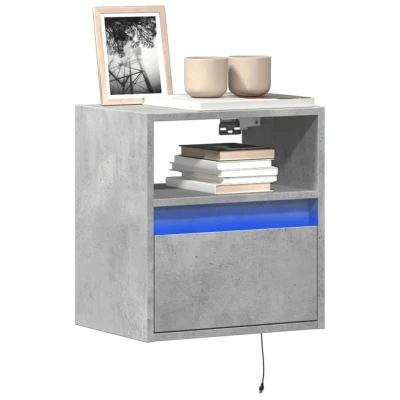 Afbeelding van Tv wandmeubel met LED verlichting 41x31x45 cm betongrijs