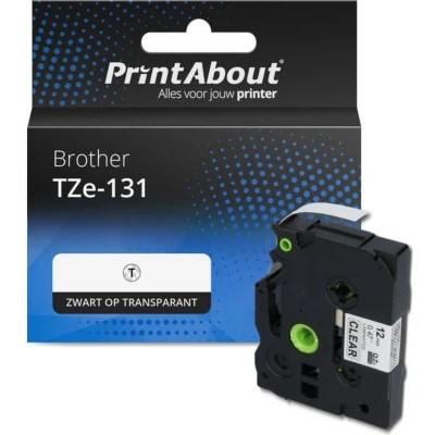 Afbeelding van Huismerk Brother TZe 131 Tape Zwart op transparant (12 mm)