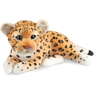 Afbeelding van BRUBAKER Luipaard knuffeldier, 30 cm baby pluche dier, roofkat, liggend, speelgoed voor kinderen, bruin