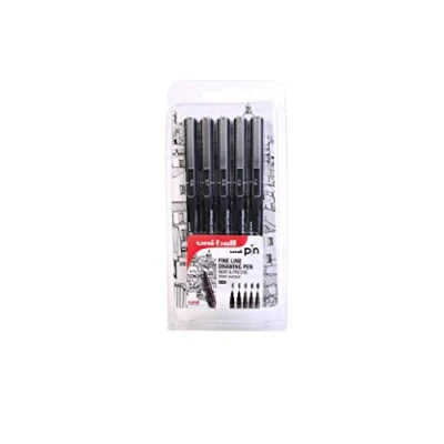 Afbeelding van Uni PIN Fineliner zwart, 0,6 mm, 0,7 0,9 1,0 1,2 5 stuks