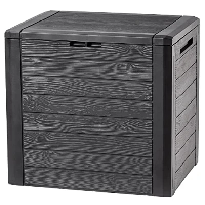 Afbeelding van KADAX Opbergkist van kunststof, voor kussens, kinderspeelgoed, tuin, terras, 140 liter, donkerbruin