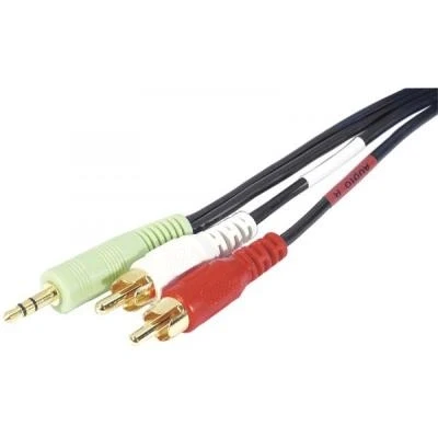 Image de Cordon Stereo Jack3.5mm/ 2 x rca Pc99 Vert m/m 3m