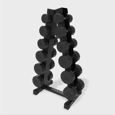 Afbeelding van Centr Dumbbell Tower met 12 delige dumbbellset (4 14 kg) Zwart Staal