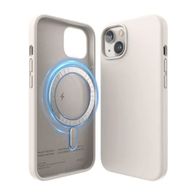Afbeelding van elago Magnetische siliconen hoes, compatibel met iPhone 13 (6,1 inch), MagSafe, geïntegreerde magneten, premium vloeibare siliconen, beschermhoes (steen)