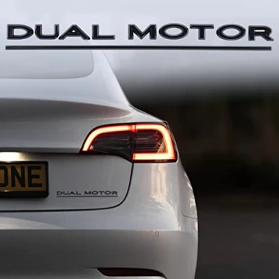 Afbeelding van Autosticker met dubbele motor voor model 3 Y X S (lichtzwart)