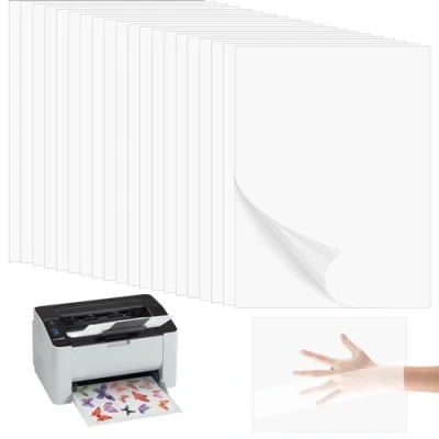 Afbeelding van Nivofu 20 vellen transparant A4 acetaatpapier voor inkjetprinters, sneldrogend, glanzende afwerking, zelfklevend papier laser en inkjetprinter