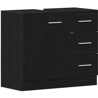 Afbeelding van Wastafelkast 63x30x54 cm spaanplaat zwart eikenkleurig