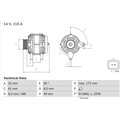 Afbeelding van Bosch Alternator/Dynamo 0 986 080 330
