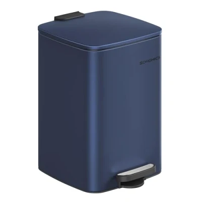 Afbeelding van SONGMICS Afvalemmer voor de keuken, afvalbak 20 l, pedaalemmer van staal, met binnenemmer, zachte sluiting en opening, middernachtblauw LTB592Q02