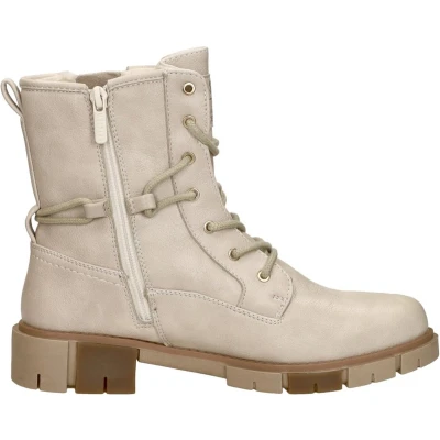 Afbeelding van Mustang Veterboots, Dames, Maat: 36, Beige Hoogwaardig imitatieleer