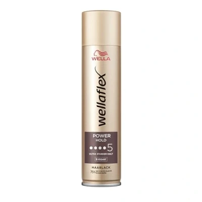 Afbeelding van Wellaflex Power Hold Lak voor dames, extra sterke grip tot 48 uur, een natuurlijke en flexibele styling, zacht de hoofdhuid, dermatologisch getest, veganistische formule, graad