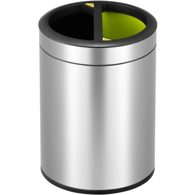 Afbeelding van EKO Round Open Top Prullenbak 2x 5 l Mat RVS