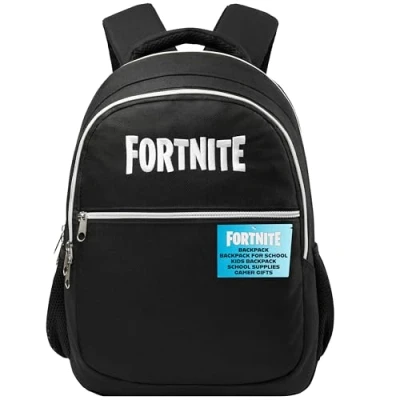 Afbeelding van Fortnite rugzak voor kinderen en jongeren, schooltas kinderen, gamer, met vakken ritssluiting, meisjes jongens, reizen, sport school, zwart.