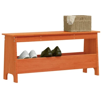 Afbeelding van Halbankje 100x28x45 cm massief grenenhout wasbruin