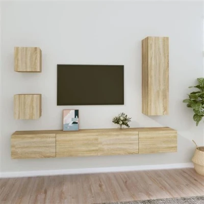 Afbeelding van vidaXL 5 delige Tv meubelset bewerkt hout sonoma eikenkleurig