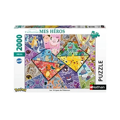 Image de Puzzle 2000 pièces Nathan Les 16 types de Pokémon