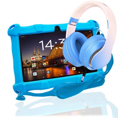 Afbeelding van AngelTech Kinderpakket Slim Blauw Kindertablet + Kinderkoptelefoon