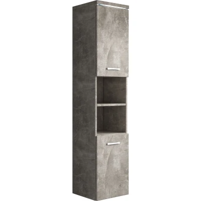 Afbeelding van Badplaats Badkamerkast Paso 35 x 160 cm Beton Grijs Hangende Kolomkast met 2 Deuren