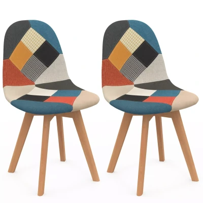 Image de Lot de 2 chaises scandinaves SARA motifs patchworks multi couleurs