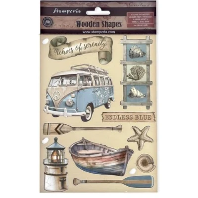 Afbeelding van Stamperia Silent Sea A5 Colored Wooden Shape Endless Blue (KLSP182)